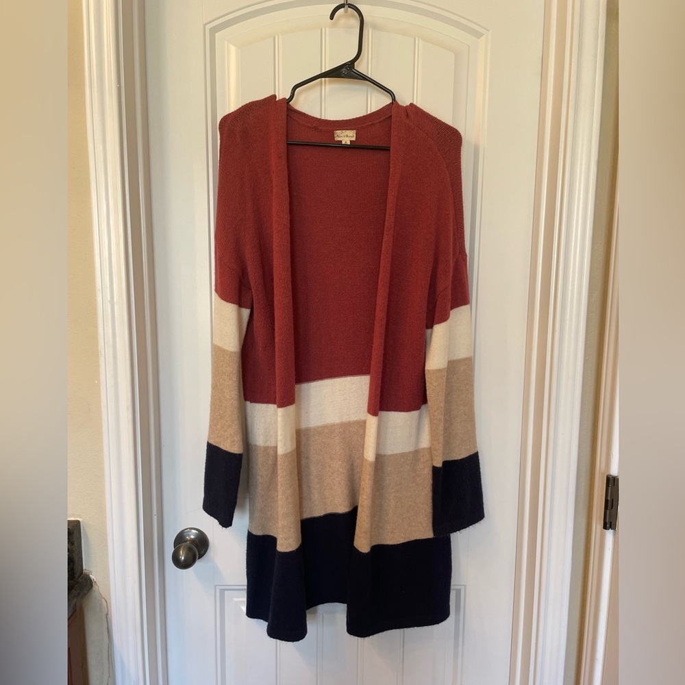 Gorgeous color block sweater rust, cream, grey, and navy